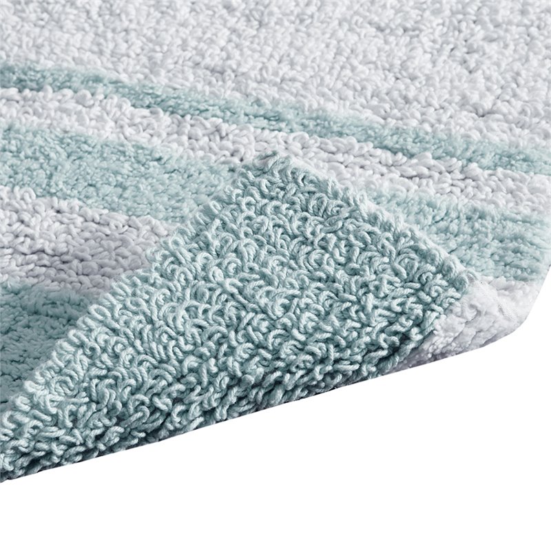 Madison Park Spa 100 Percent Cotton Reversible Bath Rug - Aqua Blue