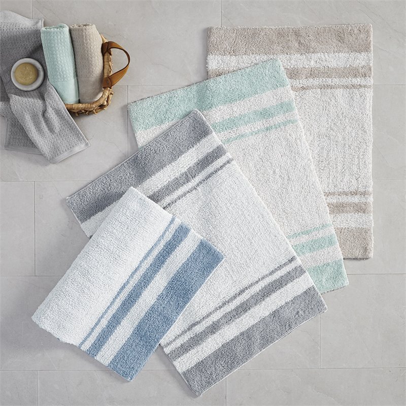 Madison Park Spa 100 Percent Cotton Reversible Bath Rug - Aqua Blue