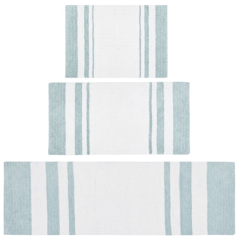 Madison Park Spa 100 Percent Cotton Reversible Bath Rug - Aqua Blue