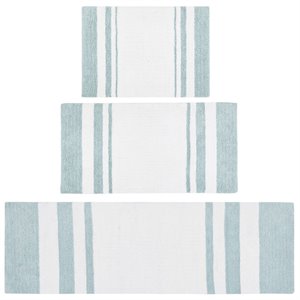 Madison Park Spa 100 Percent Cotton Reversible Bath Rug - Aqua Blue