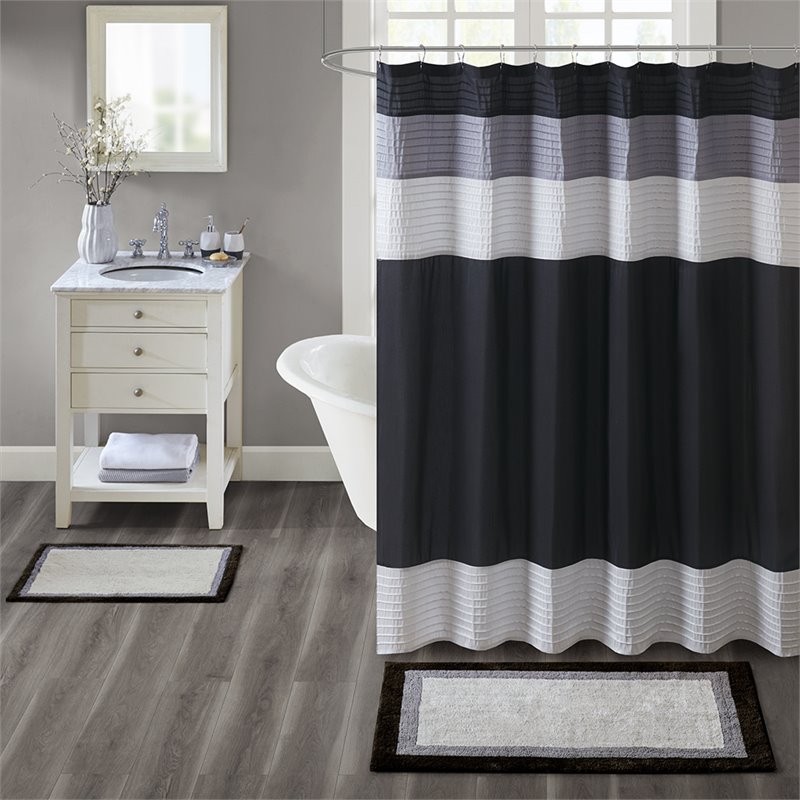 Madison Park Amherst 100 Percent Cotton Bath Rug in Black Finish