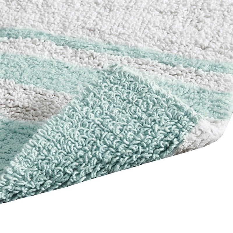 Madison Park Spa 100 Percent Cotton Reversible Bath Rug in Aqua Blue