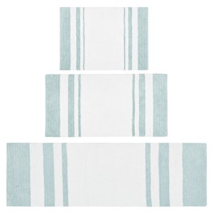 Madison Park Spa 100 Percent Cotton Reversible Bath Rug in Aqua Blue
