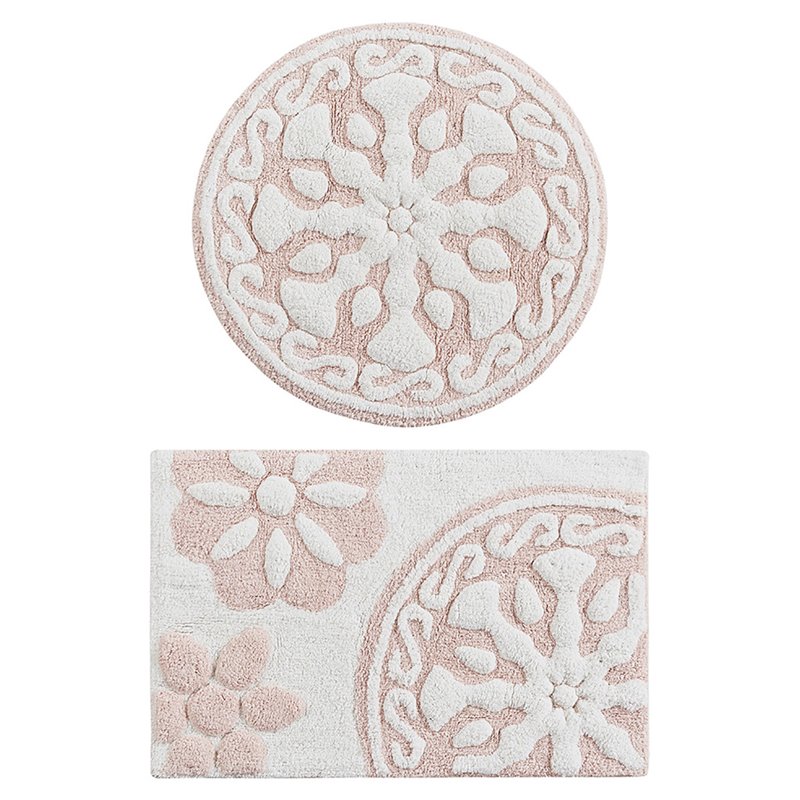 Madison Park Casablanca 100 Percent Cotton Medallion Tufted Rug in Pink