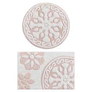 Madison Park Casablanca 100 Percent Cotton Medallion Tufted Rug in Pink
