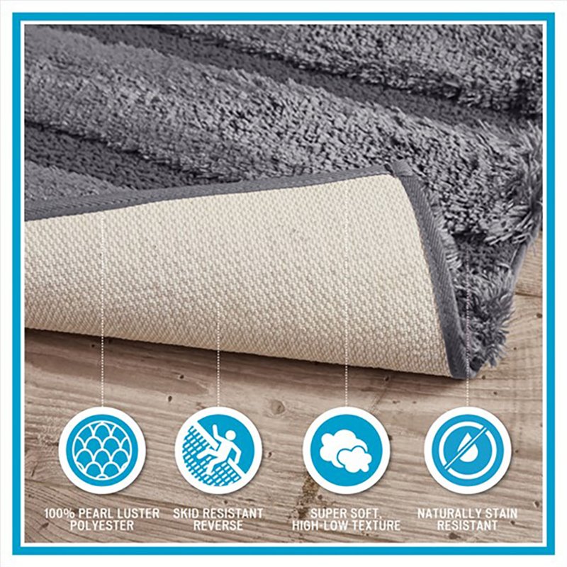Madison Park 100 Percent Polyester Fabric Solid Tufted Rug in Gray