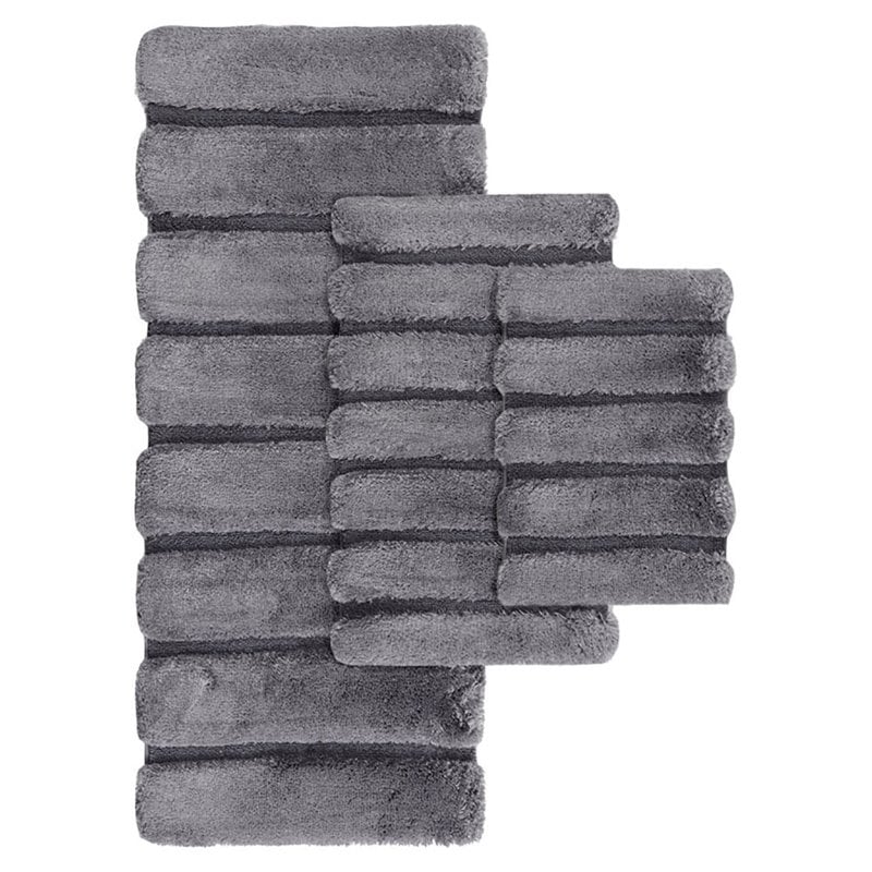 Madison Park 100 Percent Polyester Fabric Solid Tufted Rug in Gray