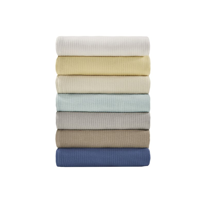 Madison Park Cotton Freshspun Basketweave Blanket with 1