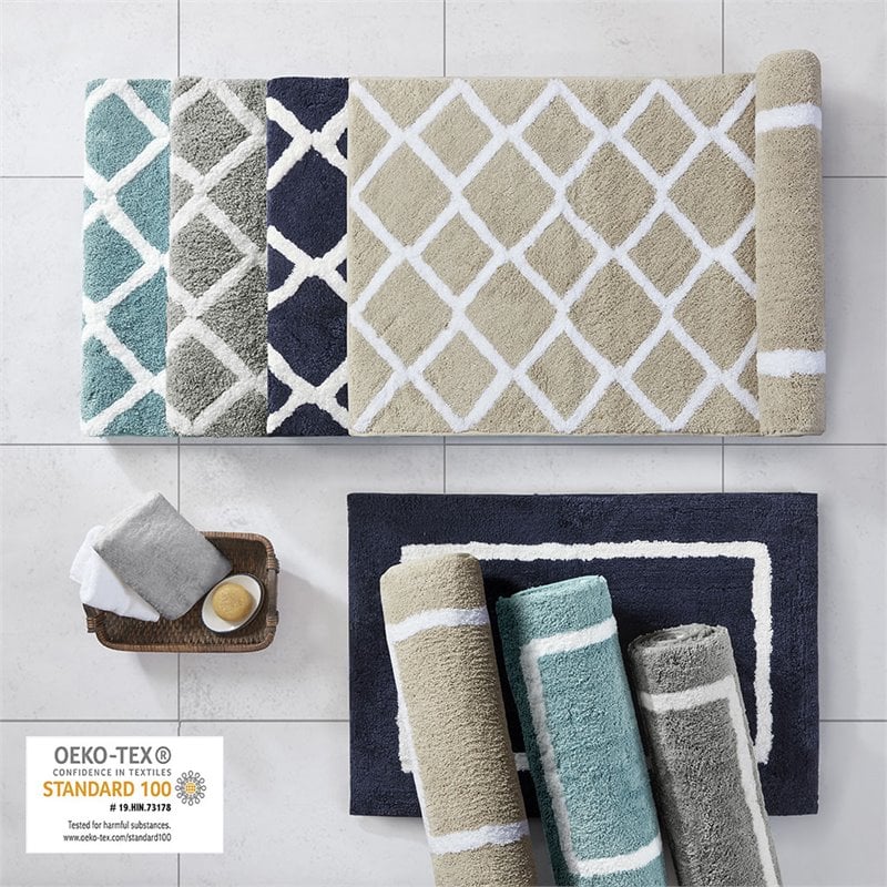 Madison Park Bittman Polyester Reversible Tufted Microfiber Rug in Navy