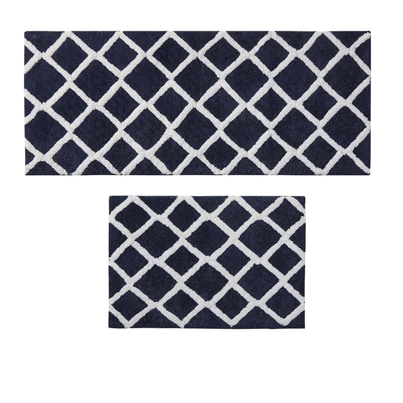 Madison Park Bittman Polyester Reversible Tufted Microfiber Rug in Navy