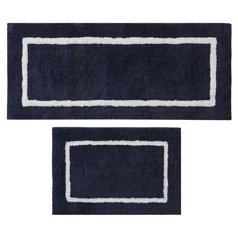 Madison Park Bittman Polyester Reversible Tufted Microfiber Rug in Navy