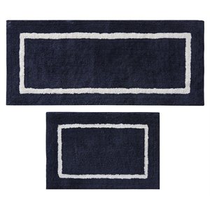Madison Park Bittman Polyester Reversible Tufted Microfiber Rug in Navy