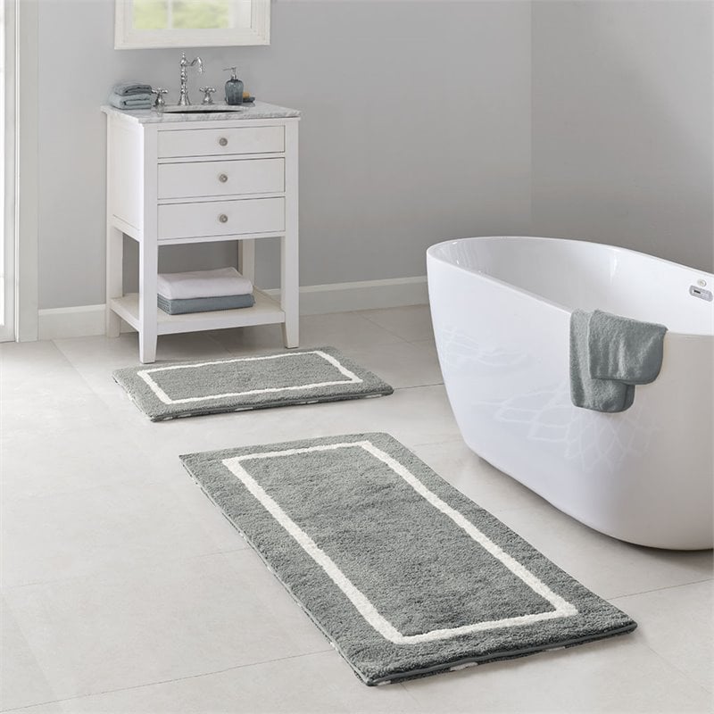 Madison Park Bittman Polyester Reversible Tufted Microfiber Rug in Gray