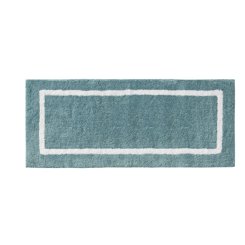 Madison Park Bittman Polyester Reversible Tufted Microfiber Rug in Aqua Blue