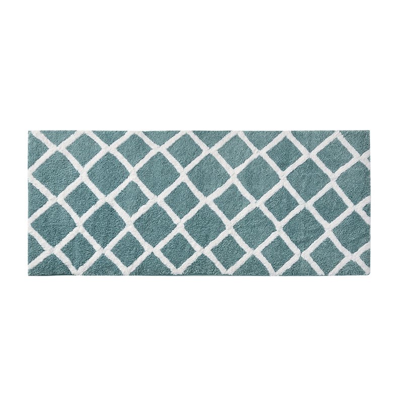 Madison Park Bittman Polyester Reversible Tufted Microfiber Rug in Aqua Blue