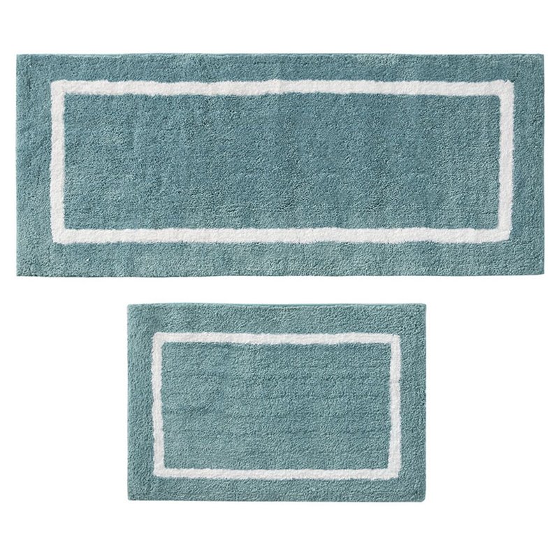 Madison Park Bittman Polyester Reversible Tufted Microfiber Rug in Aqua Blue
