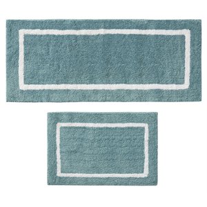 Madison Park Bittman Polyester Reversible Tufted Microfiber Rug in Aqua Blue