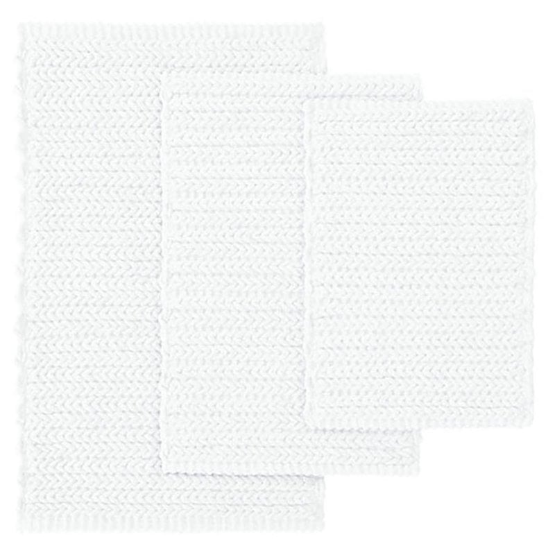 Madison Park Lasso 100 Percent Cotton Chenille Chain Stitch Rug - White