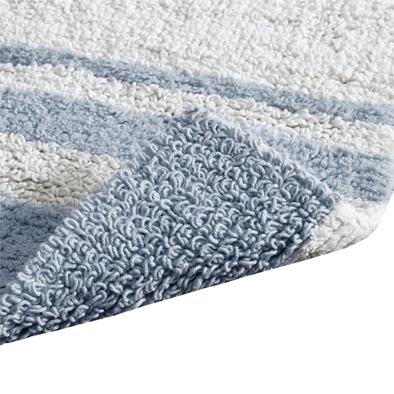Madison Park Spa 100 Percent Cotton Reversible Bath Rug - Blue