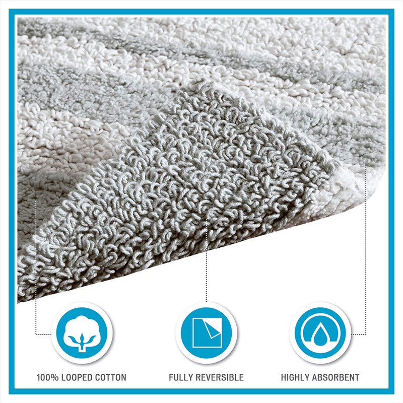 Madison Park Spa 100 Percent Cotton Reversible Bath Rug - Blue
