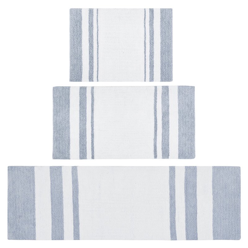 Madison Park Spa 100 Percent Cotton Reversible Bath Rug - Blue