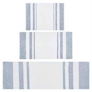 Madison Park Spa 100 Percent Cotton Reversible Bath Rug - Blue
