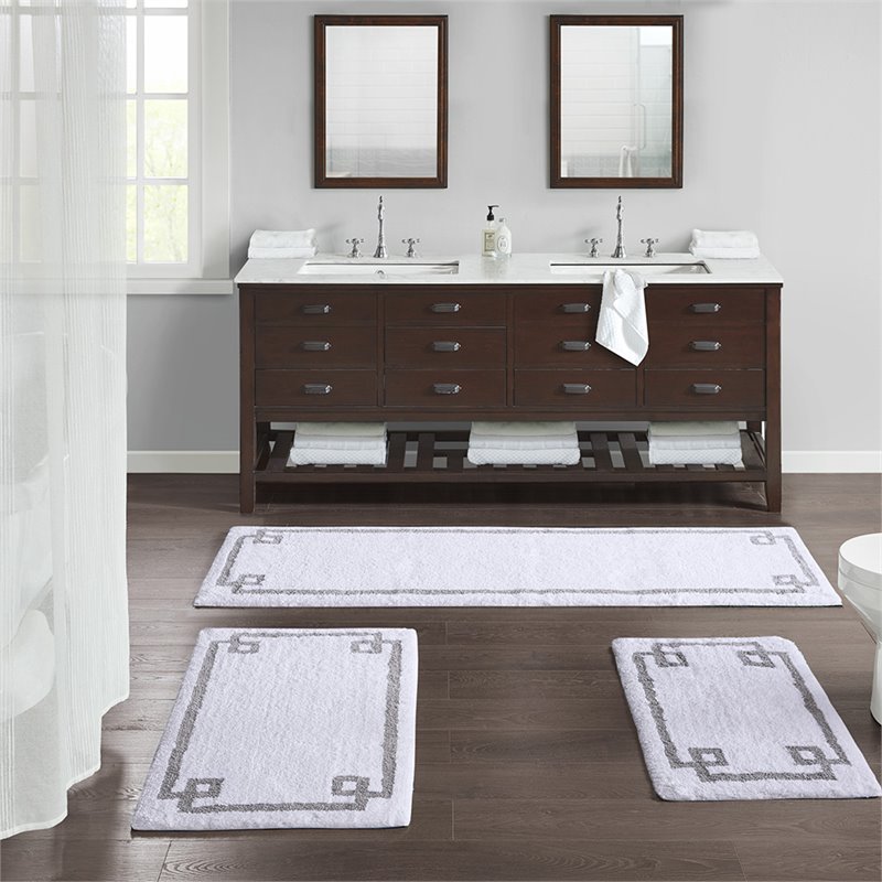 Madison Park Evan 100 Percent Cotton Tufted Bath Rug in White