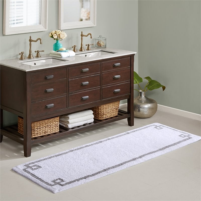 Madison Park Evan 100 Percent Cotton Tufted Bath Rug in White