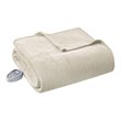 Beautyrest Polyester Knitted Micro Fleece Solid Textured Heated Blanket in Beige