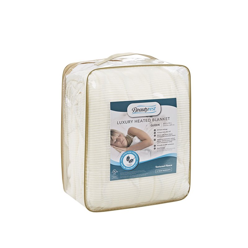 Beautyrest Polyester Knitted Micro Fleece Solid Textured Heated Blanket - Beige