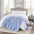 Beautyrest Polyester Knitted Micro Fleece Solid Textured Heated Blanket - Blue