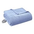 Beautyrest Polyester Knitted Micro Fleece Solid Textured Heated Blanket - Blue