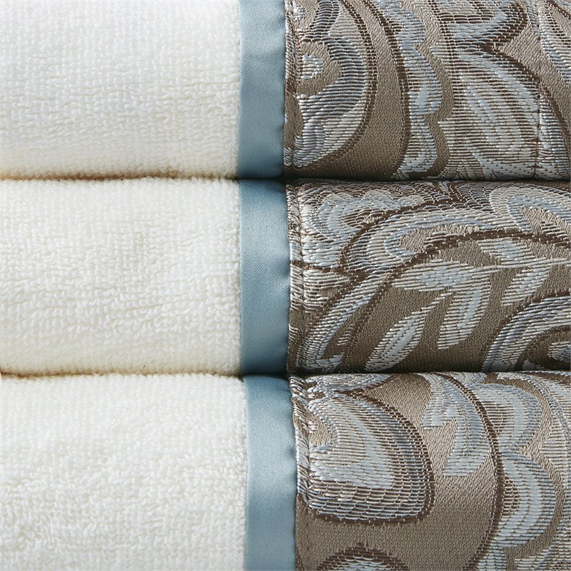 Madison Park Aubrey 6-Piece Cotton Jacquard Towel Set in Blue/Brown