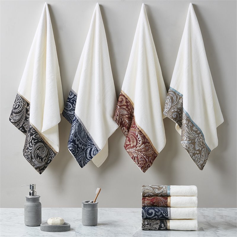 Madison Park Aubrey 6-Piece Cotton Jacquard Towel Set in Blue/Brown