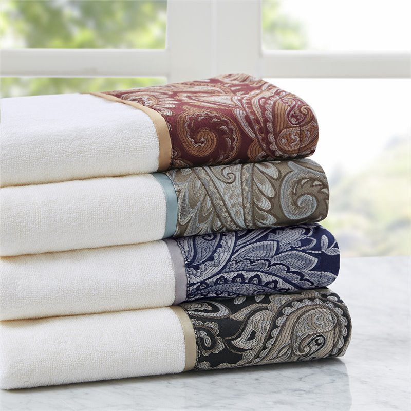Madison Park Aubrey 6-Piece Cotton Jacquard Towel Set in Blue/Brown