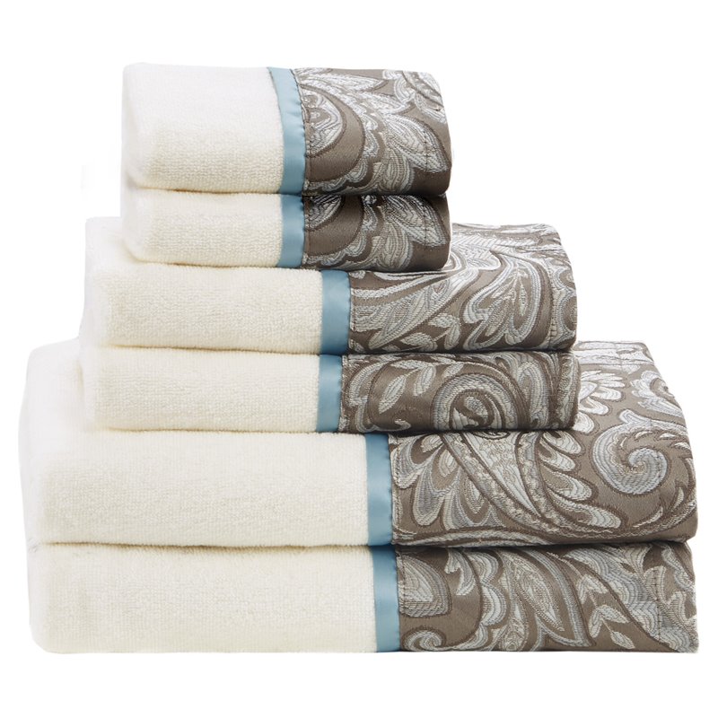 Madison Park Aubrey 6-Piece Cotton Jacquard Towel Set in Blue/Brown