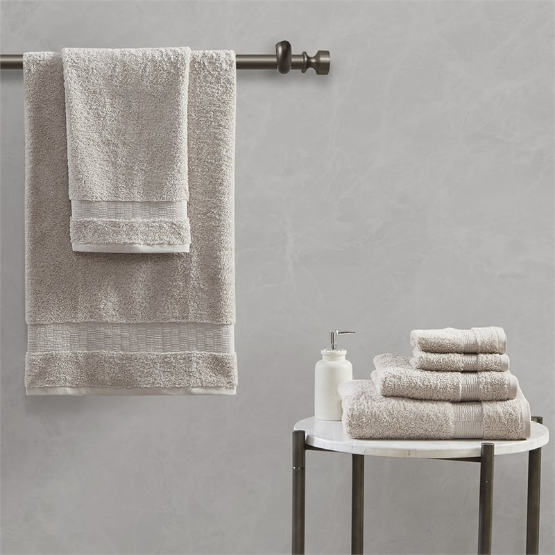 Madison Park Signature Luce 6-Piece Egyptian Cotton Towel Set in Sand Brown
