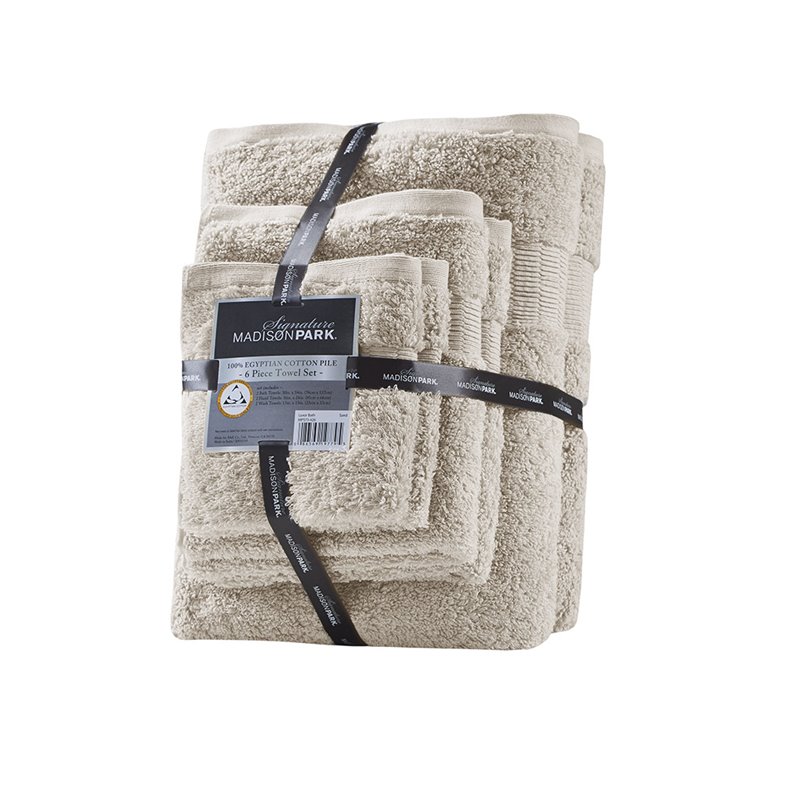 Madison Park Signature Luce 6-Piece Egyptian Cotton Towel Set in Sand Brown