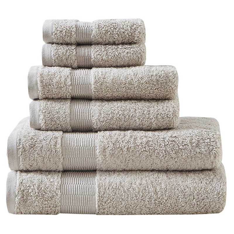 Madison Park Signature Luce 6-Piece Egyptian Cotton Towel Set in Sand Brown