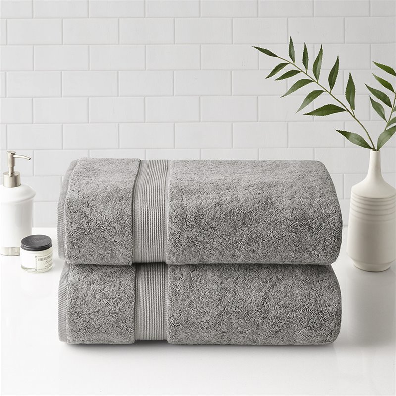 Madison Park Signature 100 Percent Cotton Bath Sheet in Silver (Set of 2)