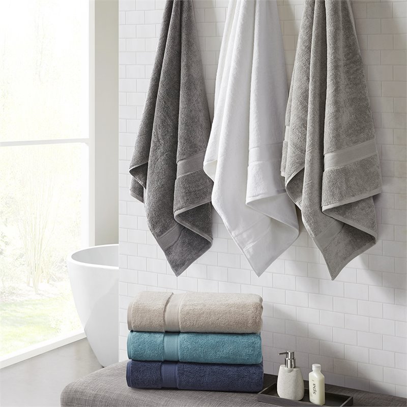 Madison Park Signature 100 Percent Cotton Bath Sheet in Silver (Set of 2)