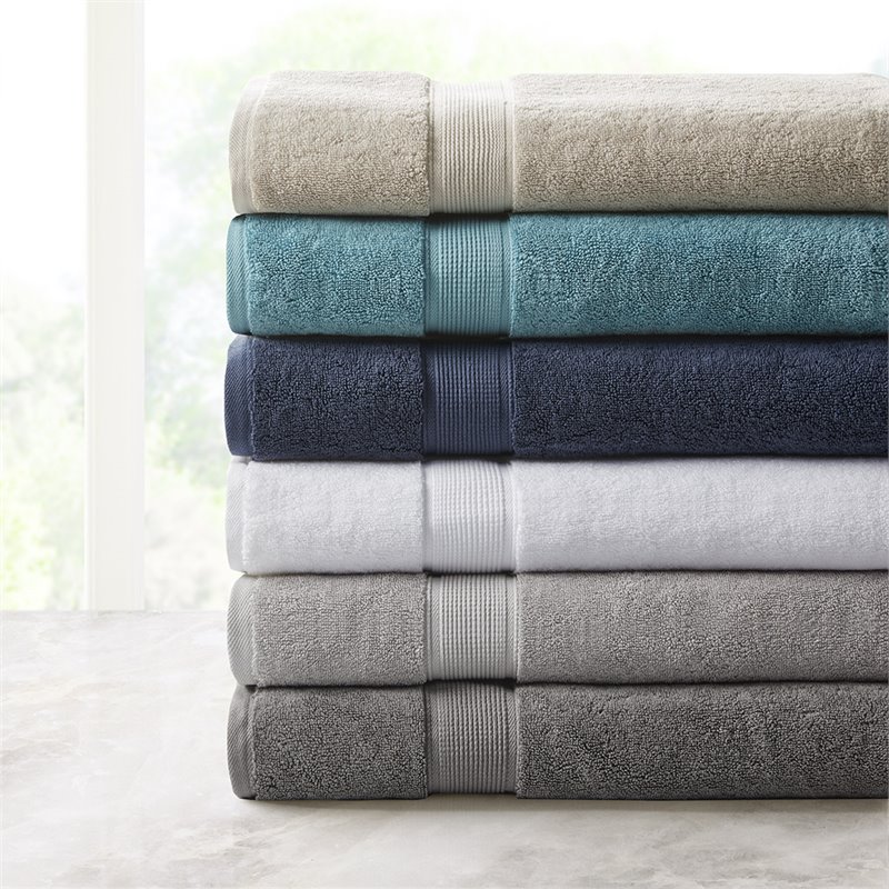 Madison Park Signature 100 Percent Cotton Bath Sheet in Silver (Set of 2)