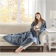 Beautyrest Polyester Microlight and Berber Solid Heated Throw in Blue