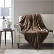 Beautyrest Polyester Microlight and Berber Solid Heated Throw in Brown