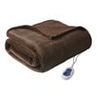 Beautyrest Polyester Microlight and Berber Solid Heated Throw in Brown