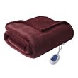 Beautyrest Polyester Microlight and Berber Solid Heated Throw in Red