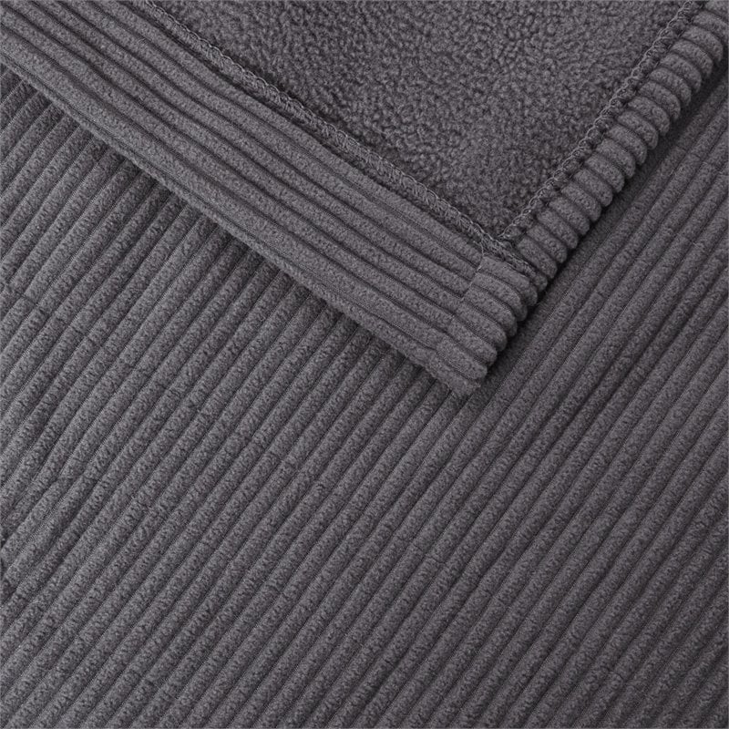 Beautyrest Polyester Knitted Micro Fleece Solid Textured Heated Blanket in Gray