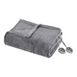 Beautyrest Polyester Solid Microlight Heated Blanket in Gray