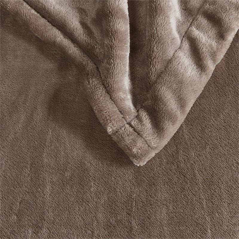 Beautyrest Polyester Solid Microlight Heated Blanket in Mink Brown
