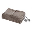 Beautyrest Polyester Solid Microlight Heated Blanket in Mink Brown